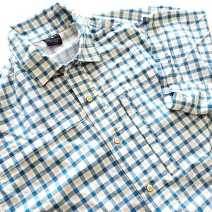 Vertx Mens Medium Short Sleeve Snap Button Shirt Blue Yellow Plaid Tactical